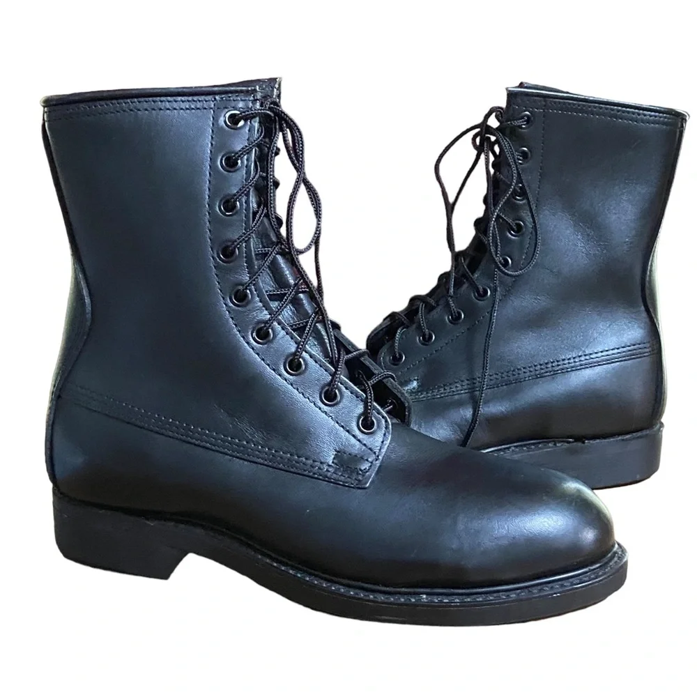 Vintage COVE Shoe Co Biltrite Combat Boots Black Leather Military