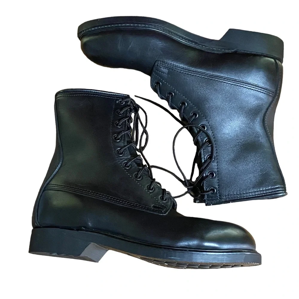 Vintage COVE Shoe Co Biltrite Combat Boots Black Leather Military