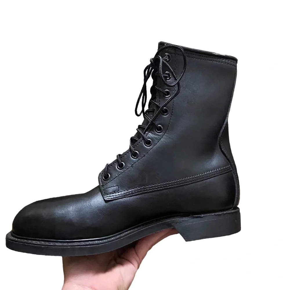 Vintage COVE Shoe Co Biltrite Combat Boots Black Leather Military