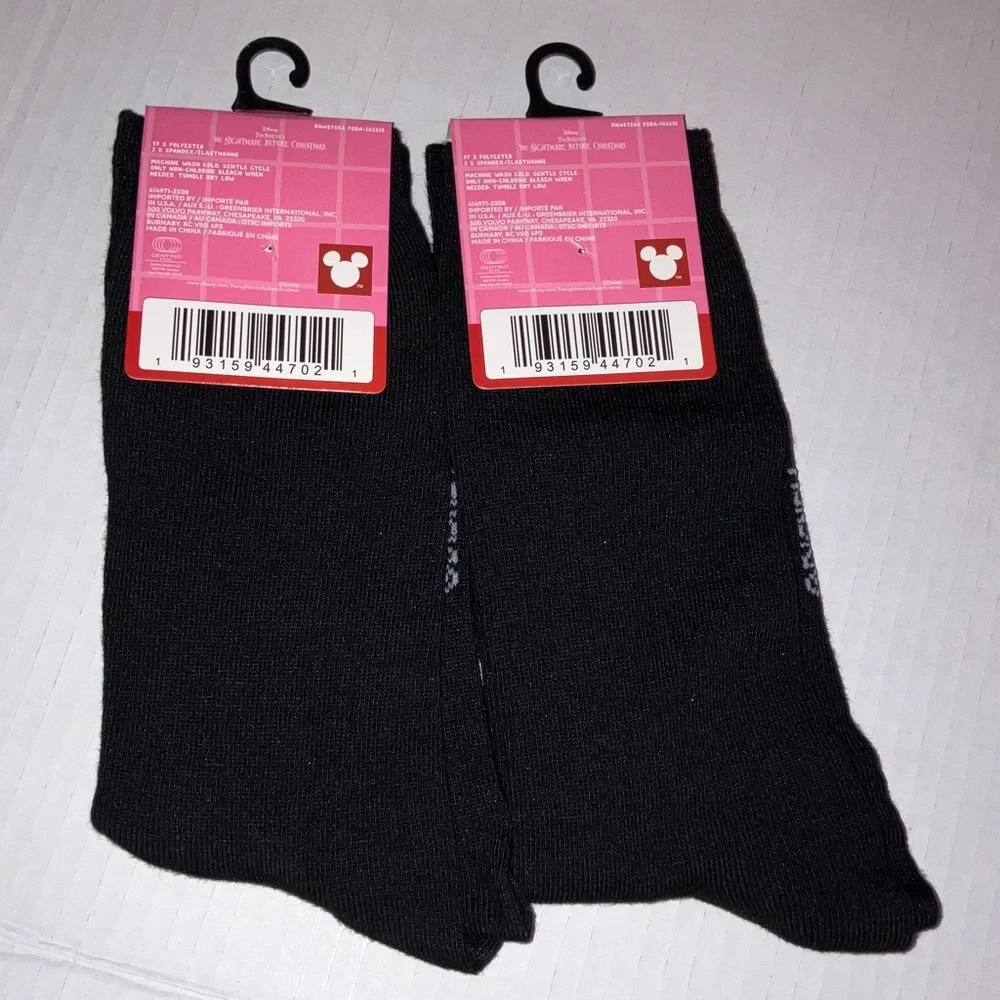 Disney Nightmare before Christmas Valentine Black and Red‎ Heart Matching Socks