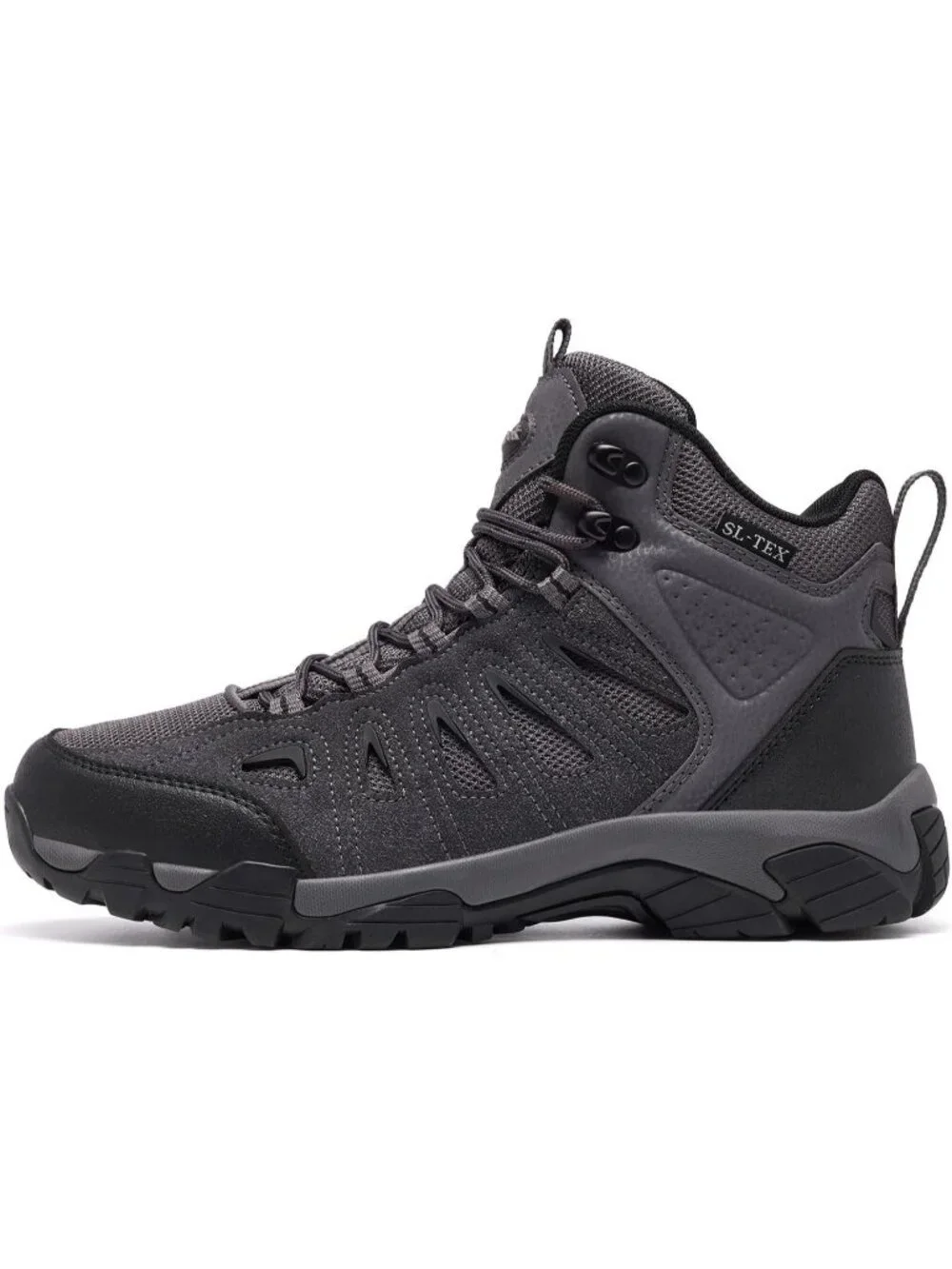 Men's Grey Waterproof Shoes Casual Mid Top Round Toe Non Slip Hiking Boots