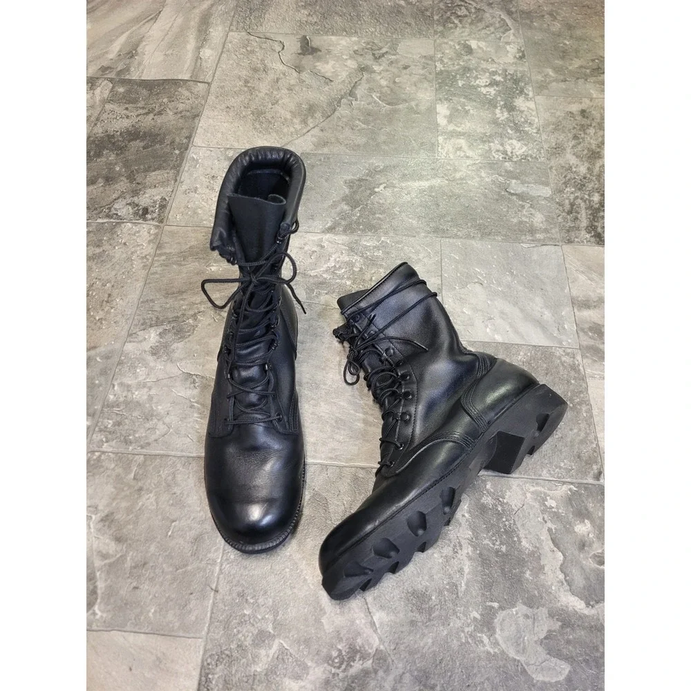 Ro-Search Combat Boots Black Leather Military Tactical‎ Lug Sole 10.5 R Men