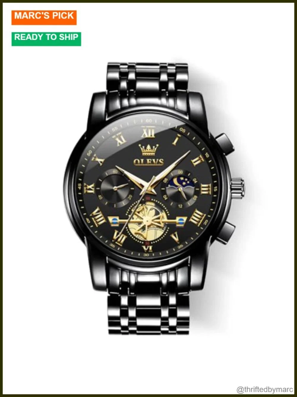 Men's Stainless Steel Quartz Analog Dress Watch Luminous Multifunction