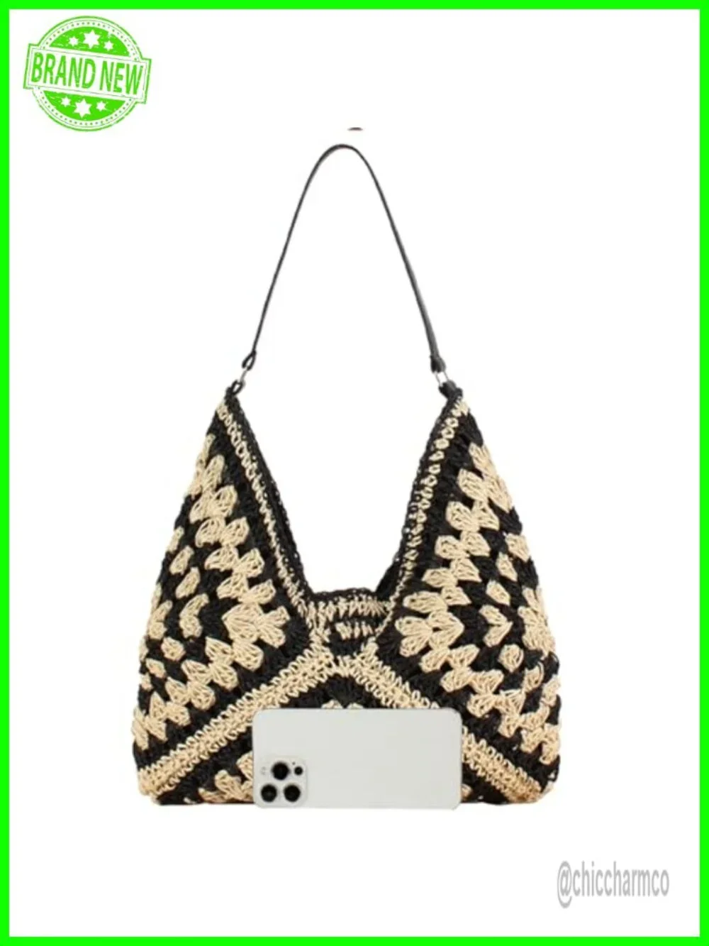 Straw Hobo Bag Woven Raffia Summer Tote with Lining Shoulder Bag