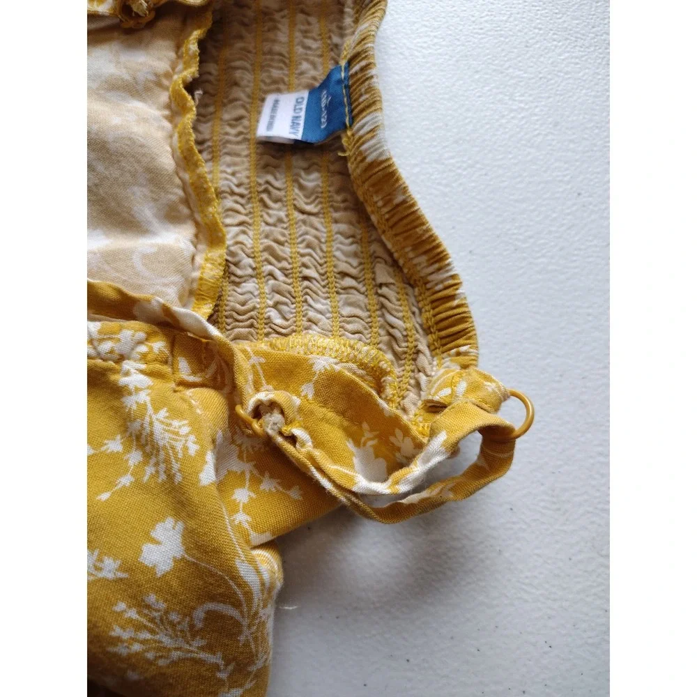 Old Navy‎ Girls Mustard Yellow Floral Smocked Sundress Size L 10-12 Sleeveless