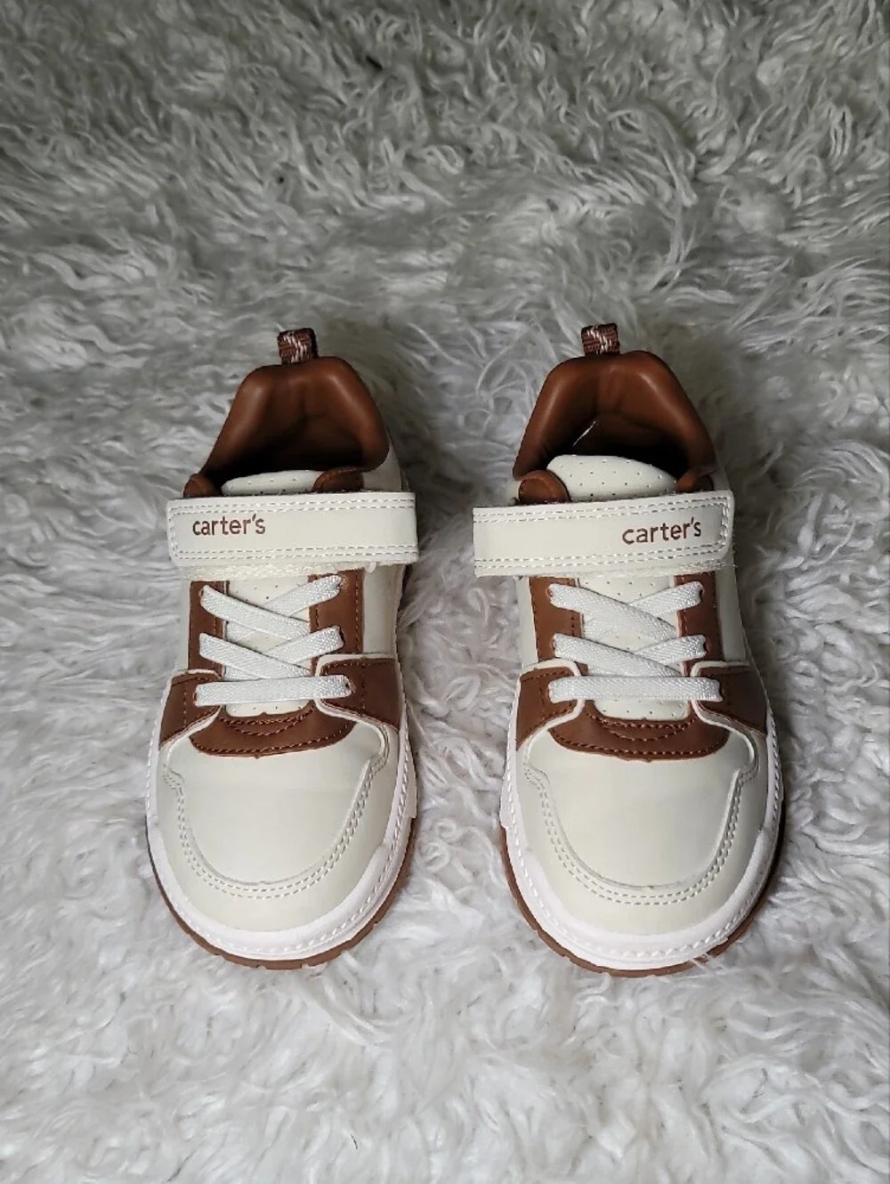 Carter's Cream and Brown Kids Sneakers with Velcro Strap