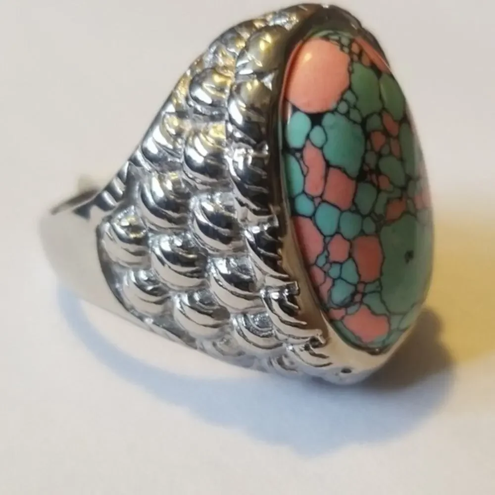Stainless steel turquois‎ ring. Large size 18