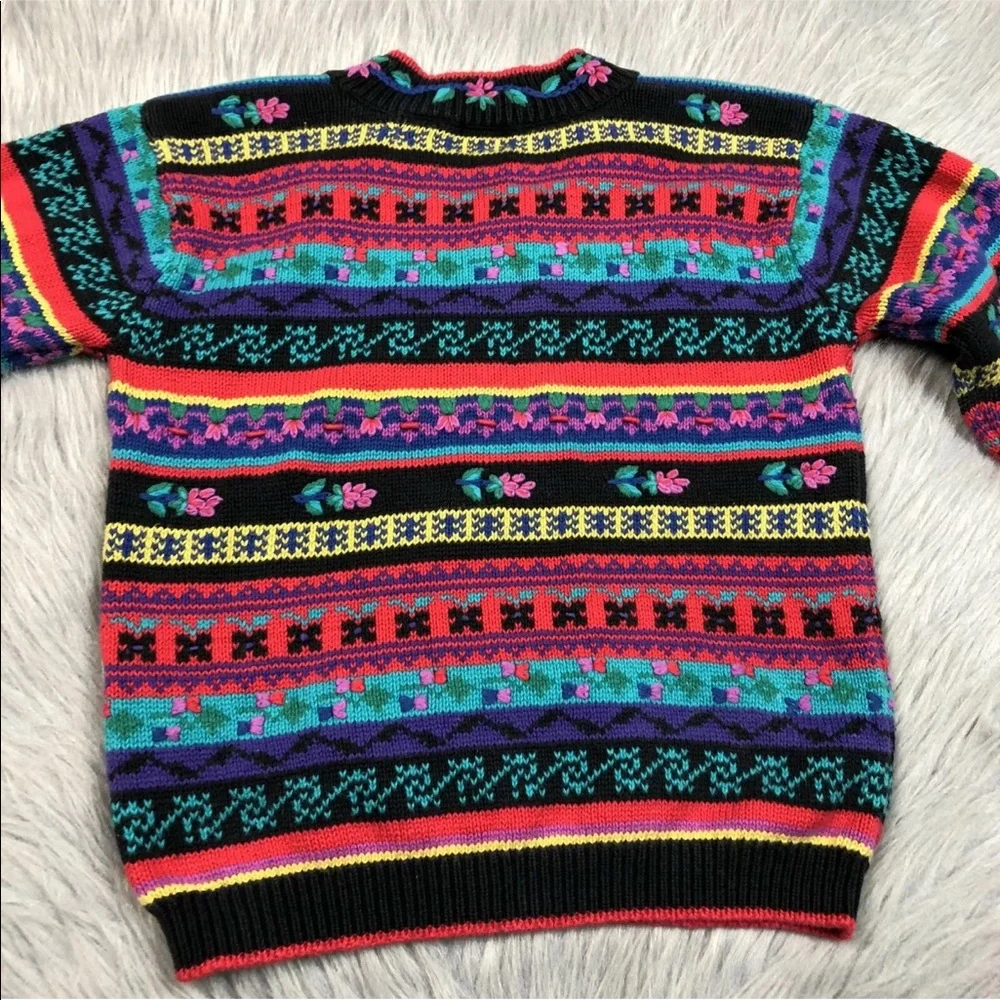 Vintage 90s Gap Girls Floral Textured Sweater