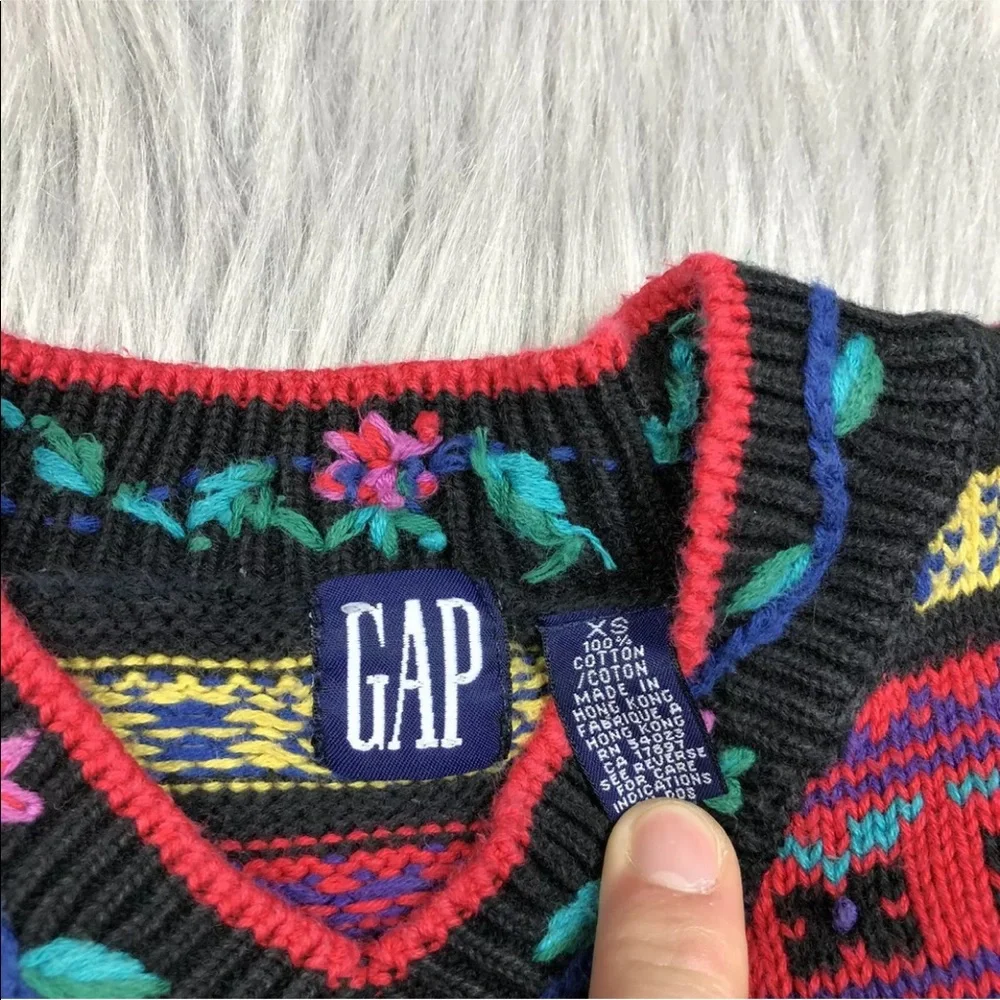 Vintage 90s Gap Girls Floral Textured Sweater