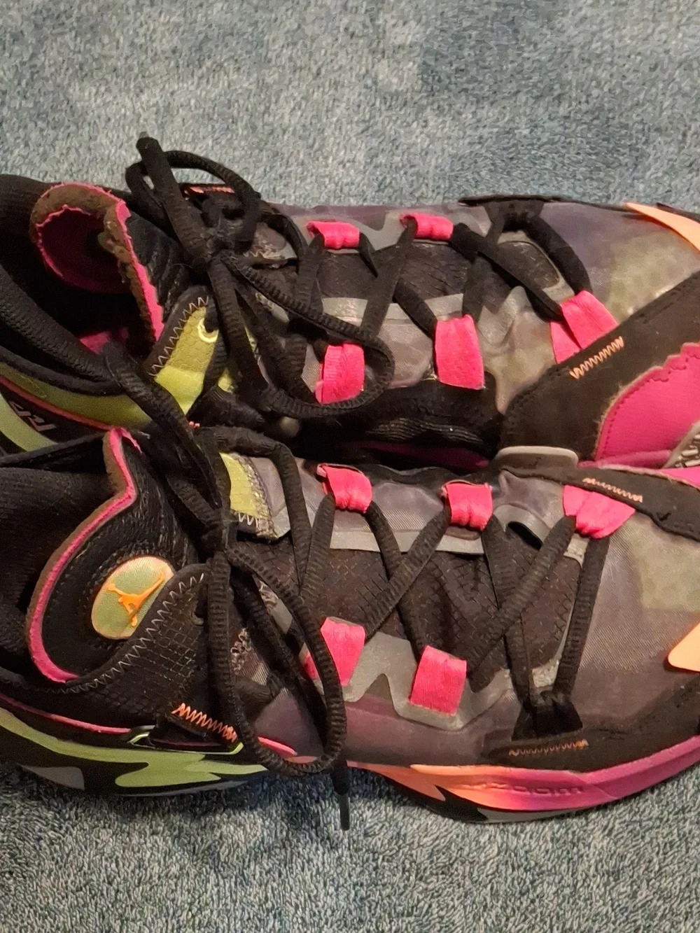 Jordan Mens Athletic Shoes Black Pink Neon Yellow