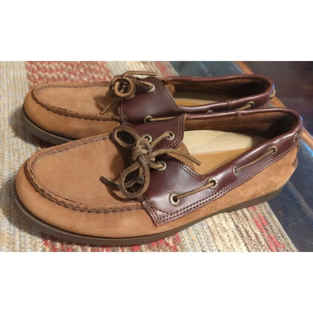 GH Bass & Co Two Brown Leather Boat Shoes Slip On Lace Up Men's Size‎ 8 M