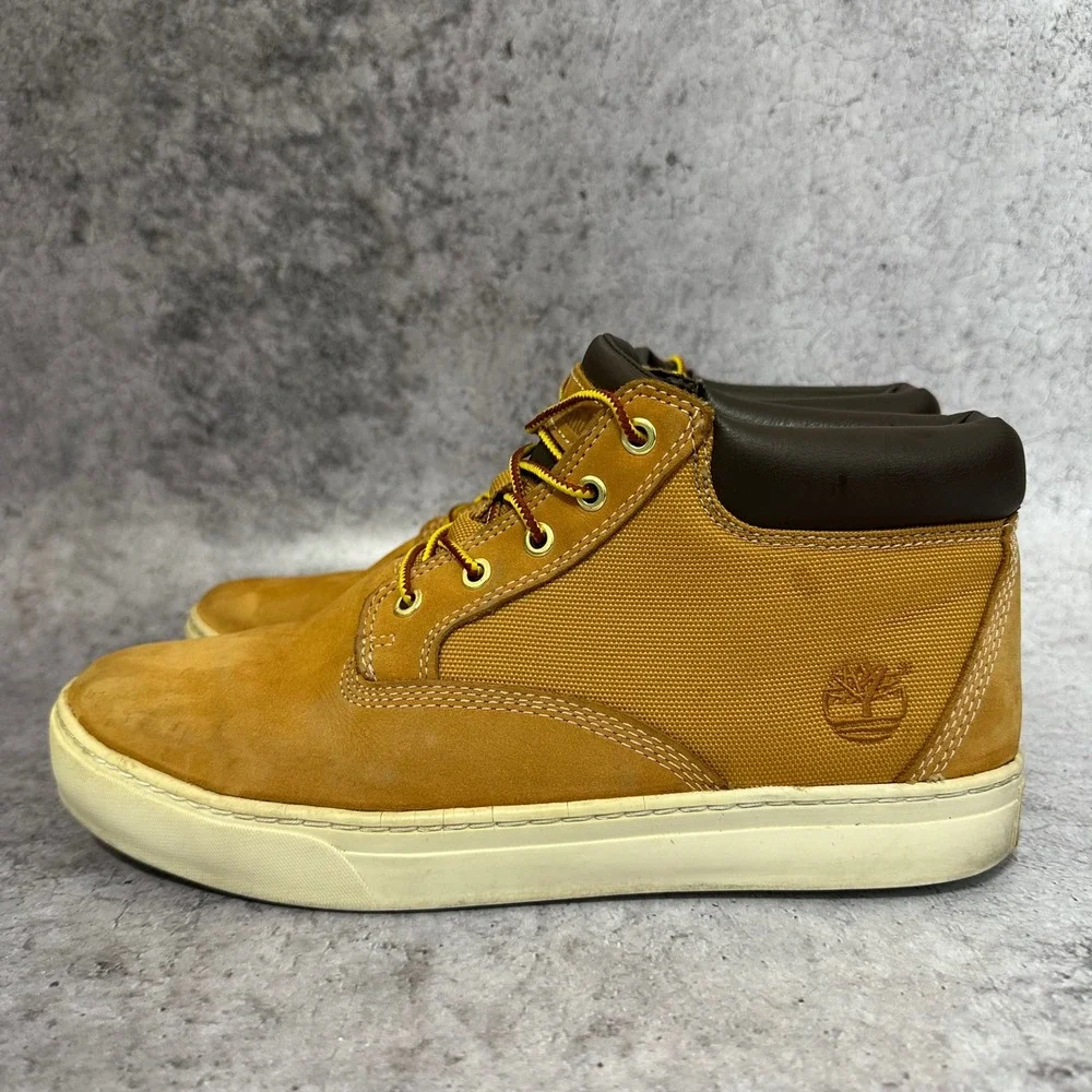 Timberland Maple Grove Chukka Mens 9.5 Wheat Leather Canvas Sneaker Boots
