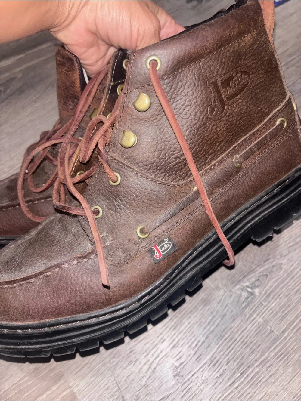 Justin Boots Brown Leather Chukka Lace-Up Boots