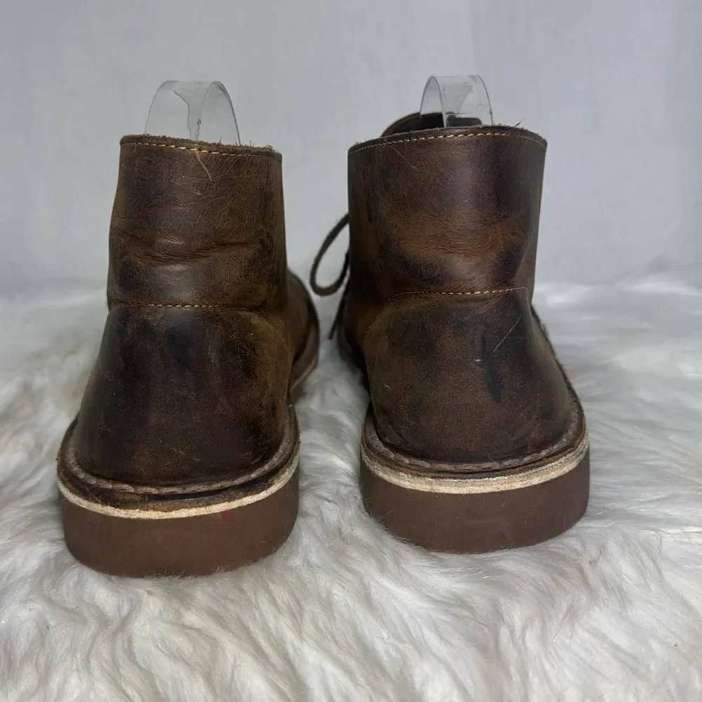 Clarks Bushacre 3 Men's Coffee Brown Distressed Leather Chukka Boots‎ Sz 8
