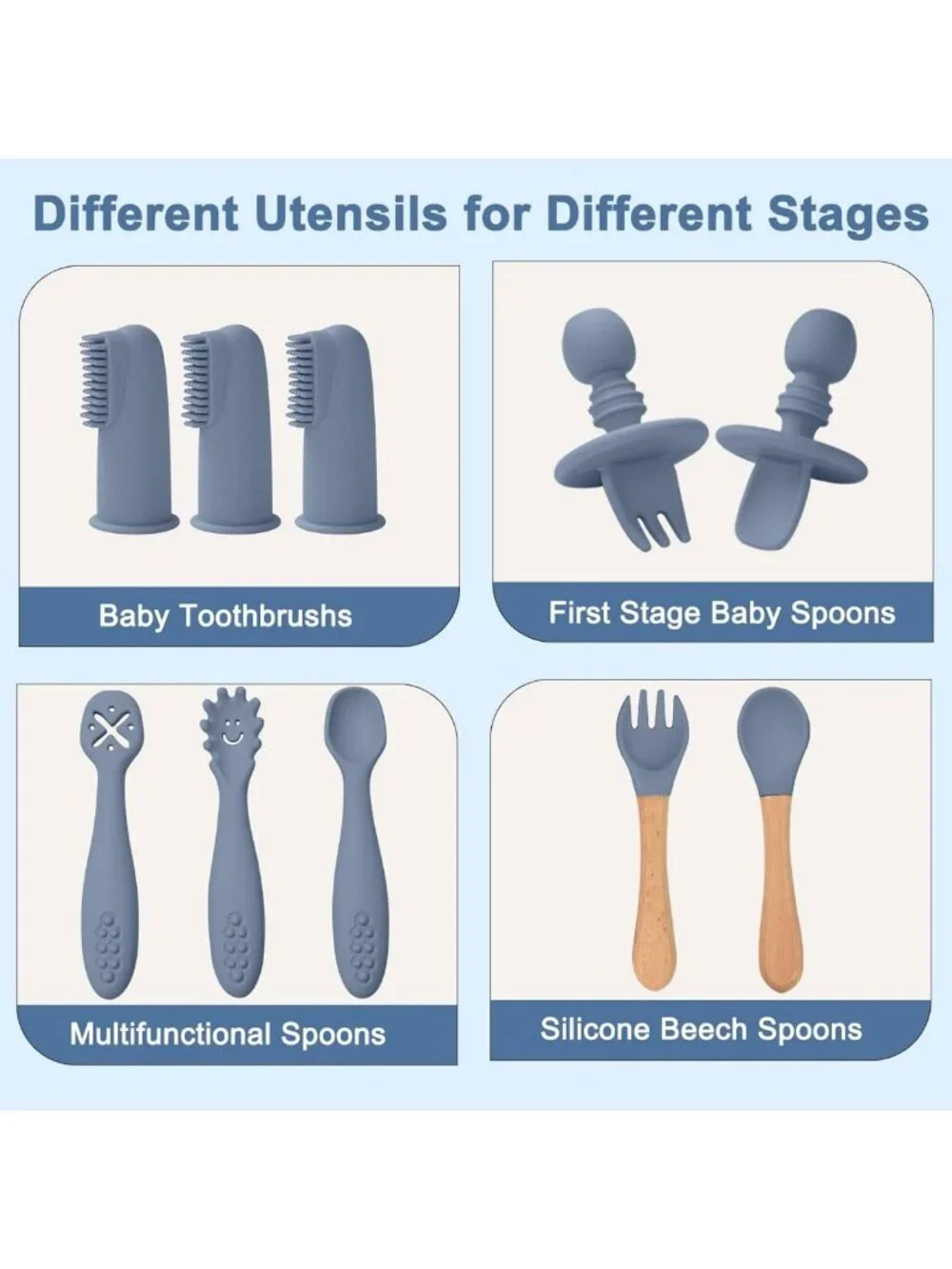 14-Piece Silicone Baby Feeding Set | Baby Led Weaning Utensils & Supplies