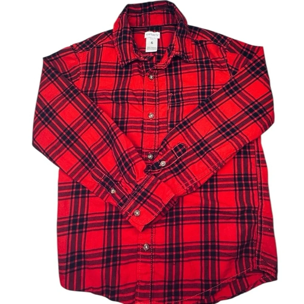 Carter’s Red & Black Plaid Flannel Shirt – Size 6
