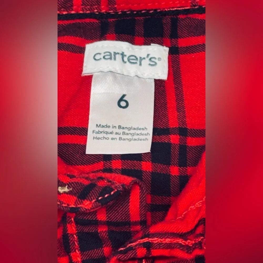 Carter’s Red & Black Plaid Flannel Shirt – Size 6