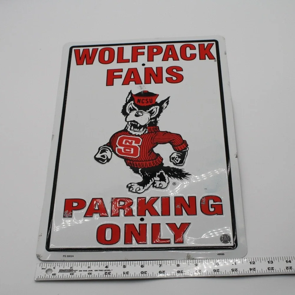 NCSU North Carolina State Wolfpack Fans Parking Only Metal Sign