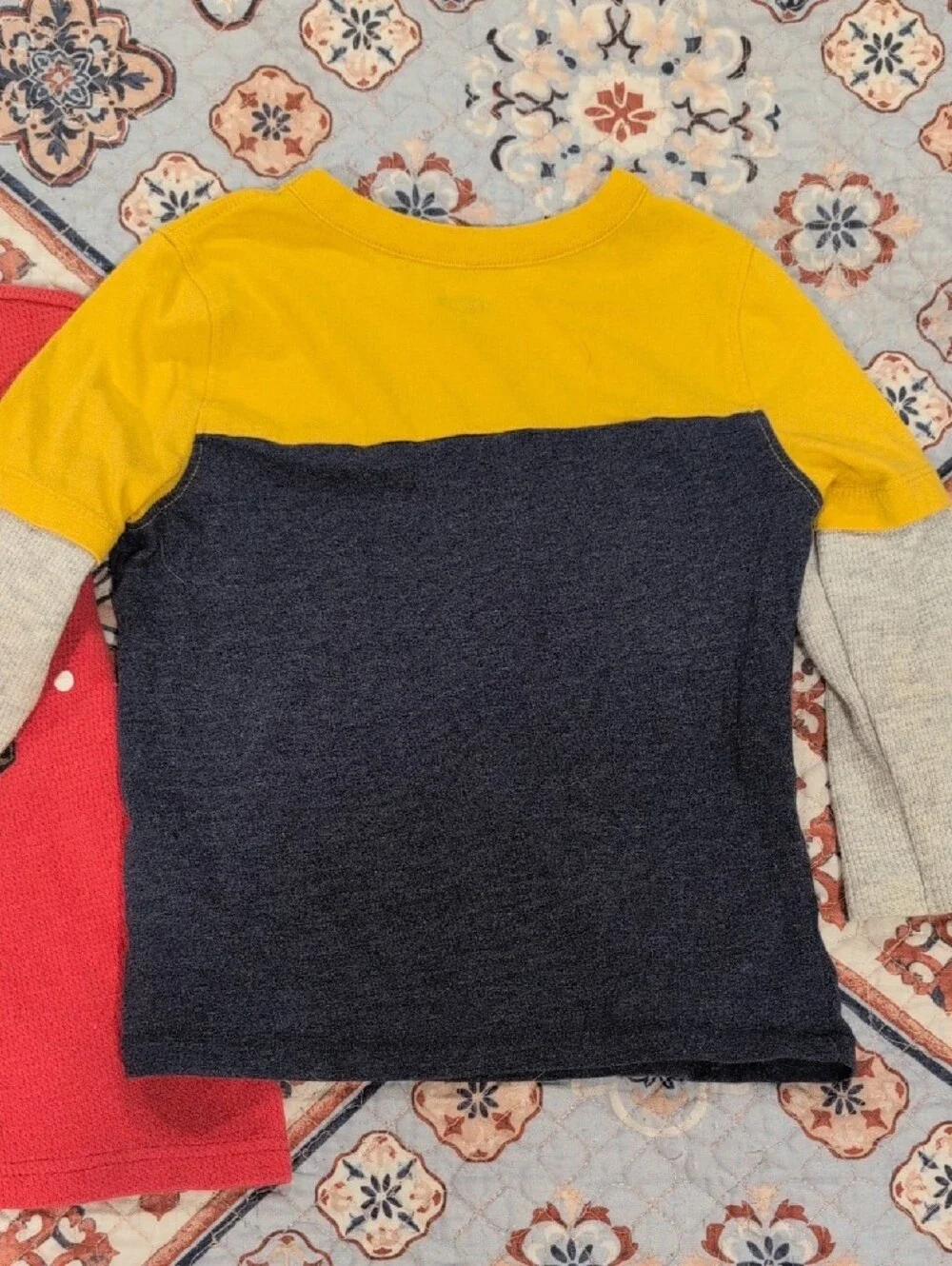 Two Long Sleeve 2T Boy Shirts.  Red Thermal Pullover with Blue Graphic Old Navy