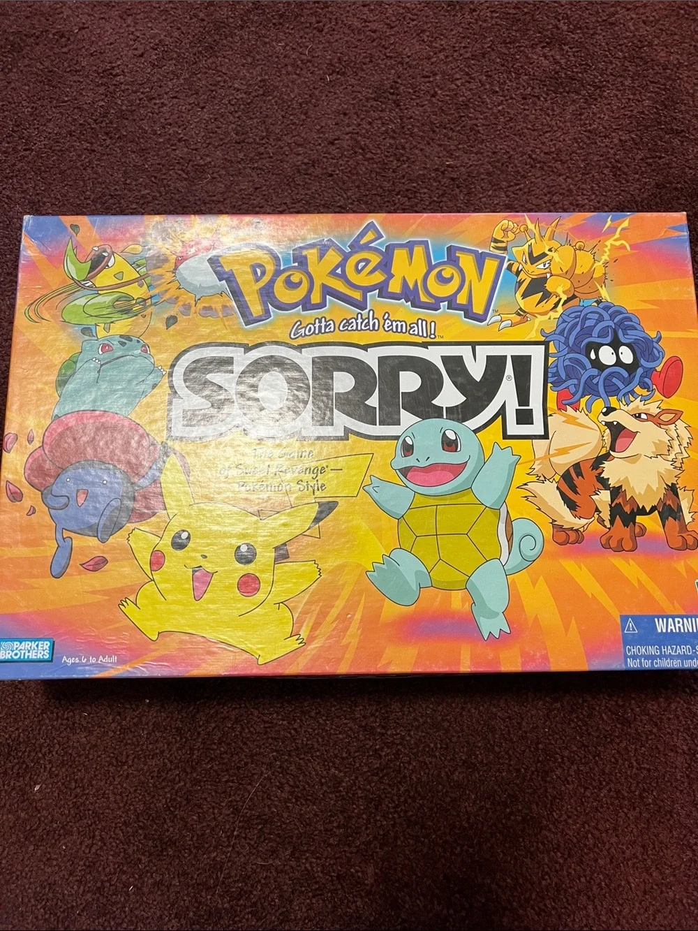 Vintage 2000 Pokémon Sorry! Board Game with Pikachu Artwork