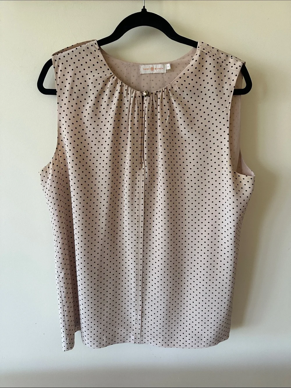 Tory Burch Cream Polka Dot Sleeveless Shell