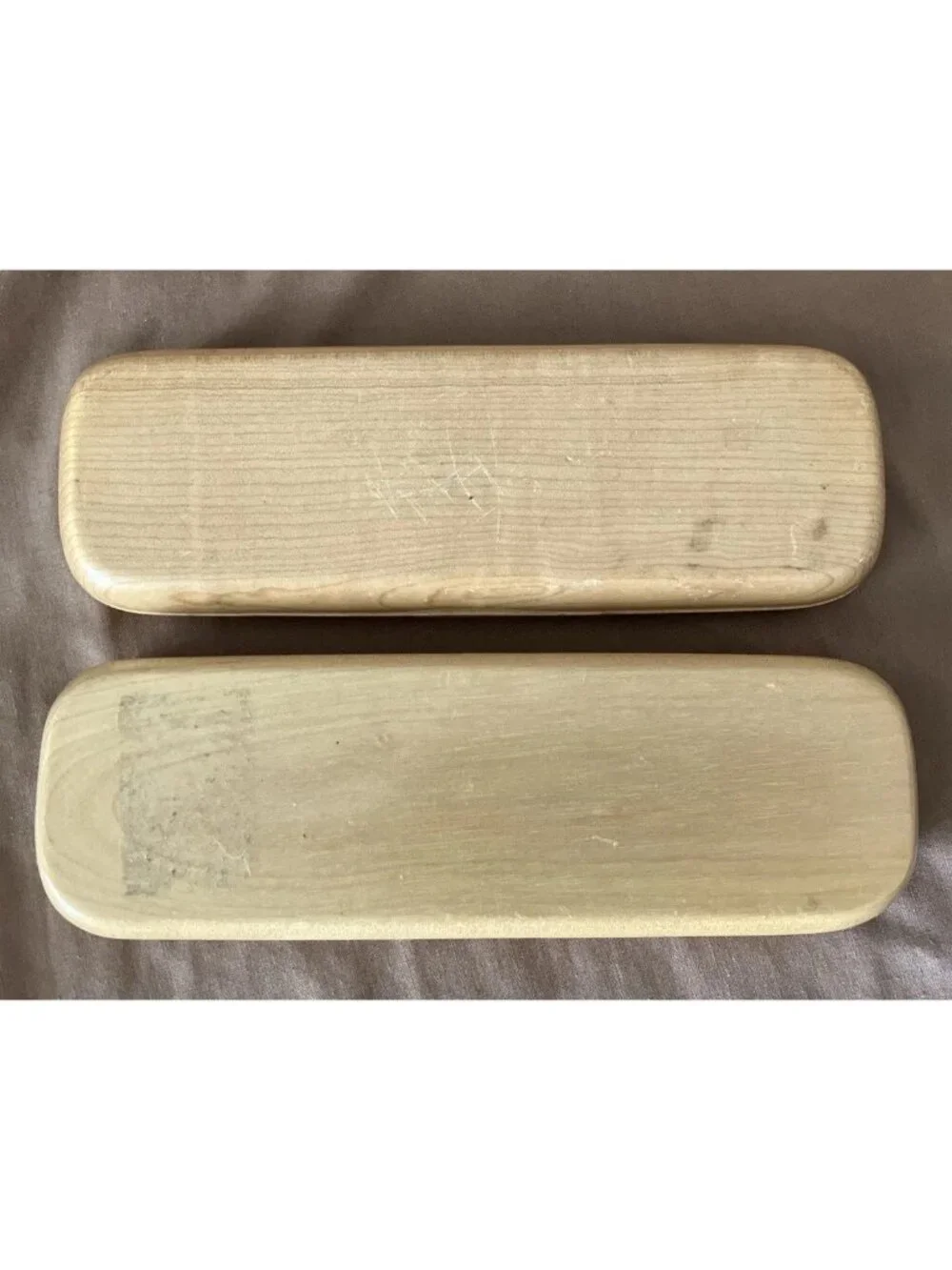 Set Of 2 Pen Holders Wood Crafted Hinged Case Religious Themed With 1 Wooden Pen
