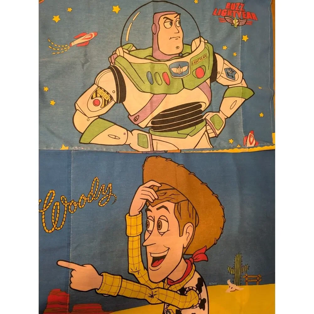 Vtg Toy Story Set of 2 Pillow Cases Woody and Buzz Lightyear