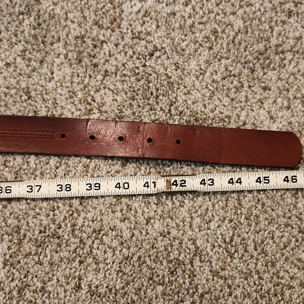CARHARTT ESPRESSO BROWN LEATHER BELT W/SILVER C LOGO BUCKLE SZ LARGE