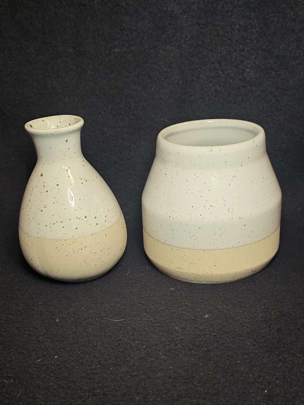 Ashland Two-Tone Ceramic Vase Set - White and Cream