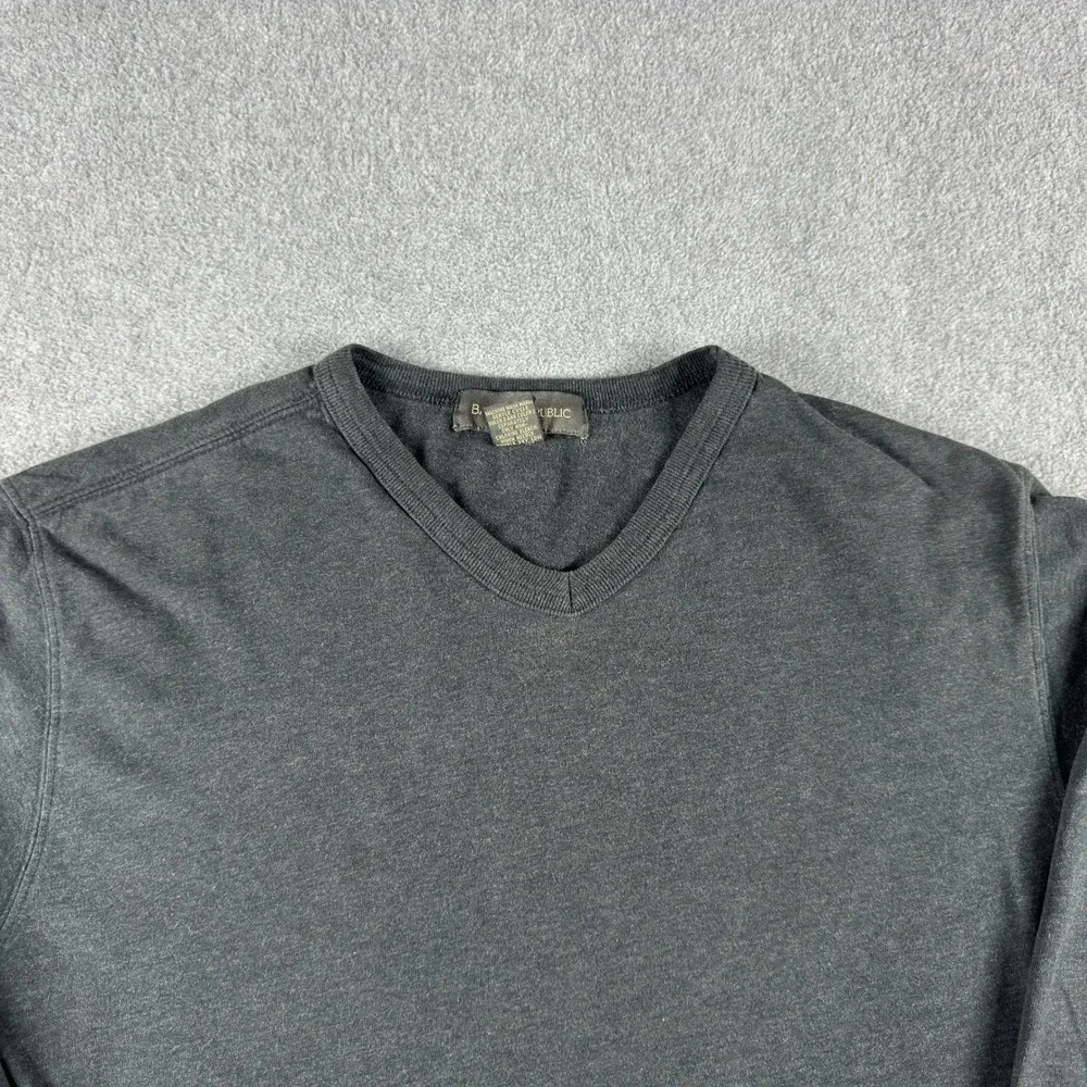 Vintage Banana Republic Cotton V-Neck Pullover Shirt Mens L Gray USA