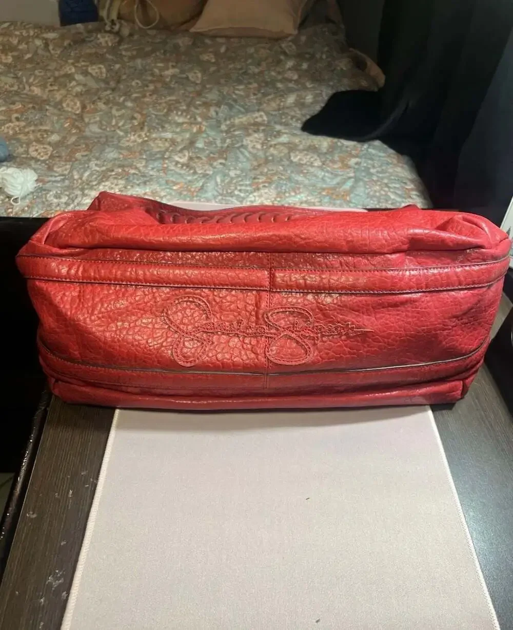 Jessica Simpson red owned leather