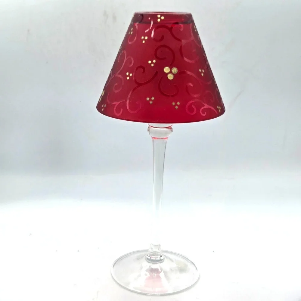 Vintage PartyLite‎ P9247  Festive Flair Candle Lamp - Red Candle Holder