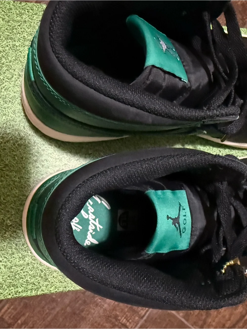 Air Jordan 1 High G NRG, men’s 11.5, black/malachite-metallic gold golf shoes