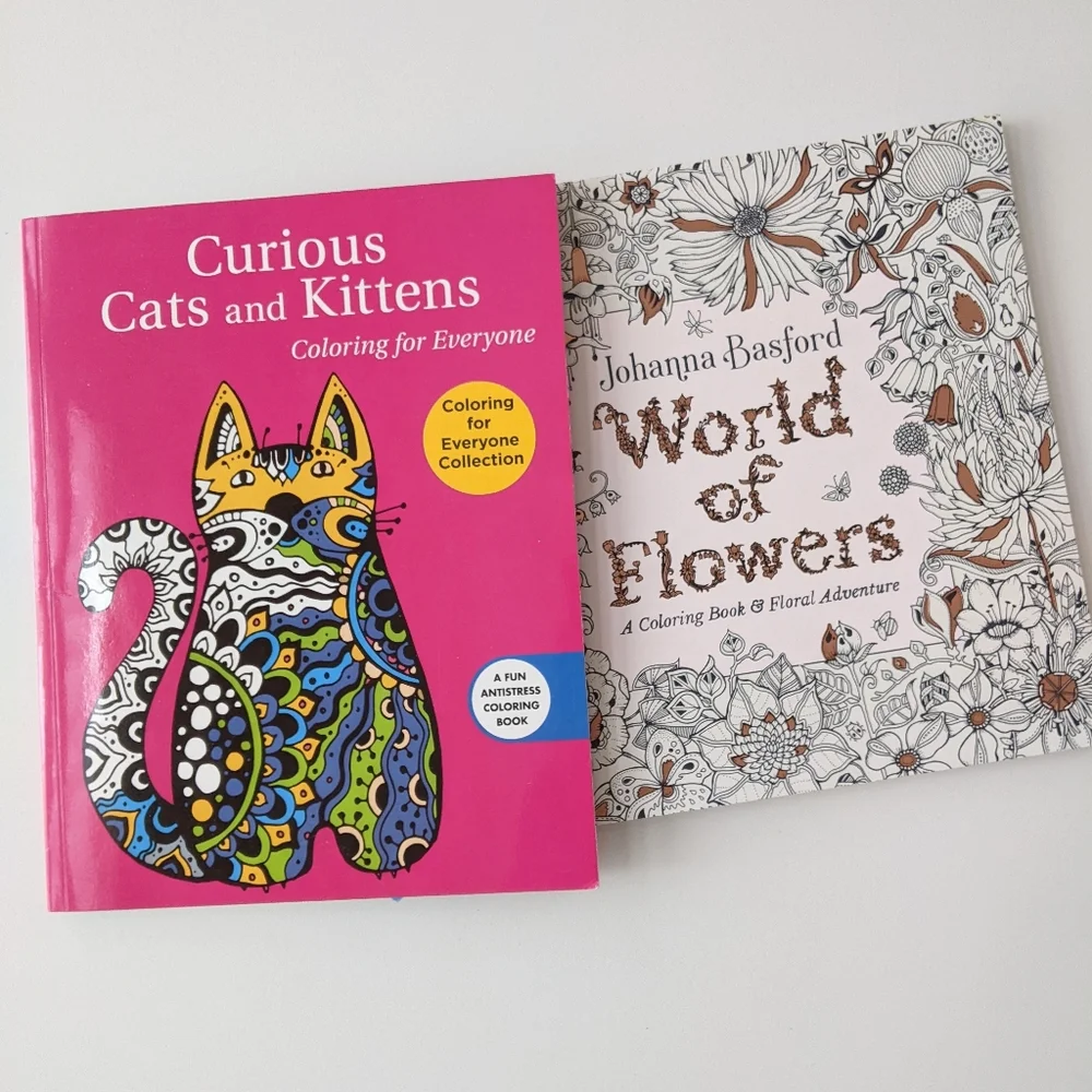 Adult Coloring Books For Antistress - Cats And Flowers Coloring Book