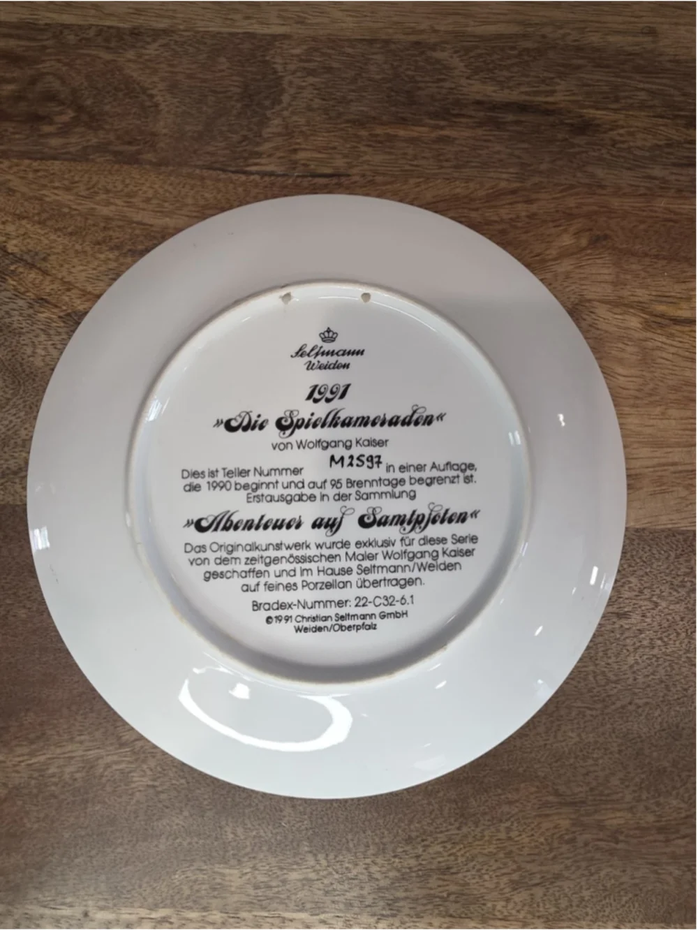 1991 Seltmann Weiden Die Spielkameraden Wolfgang Kaiser Cat Collector Plate