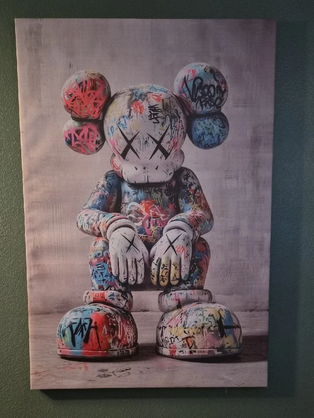 Graffiti KAWS-Style Canvas Art Print in Multicolor
