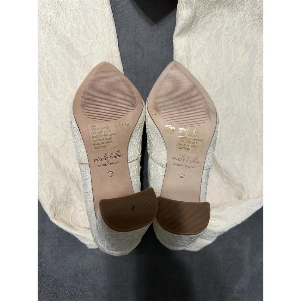 Antonio Melani x Nicola Bathie Over-the-Knee Ivory Lace Boots With Bows Size 7.5