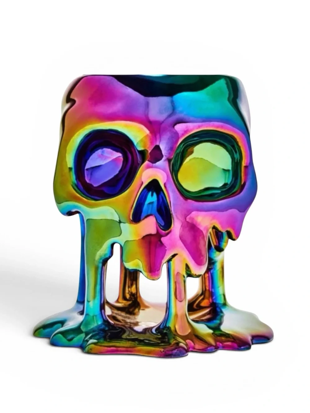 Bath & Body Works Iridescent Dripping Skull Pedestal 3-Wick Candle Holder