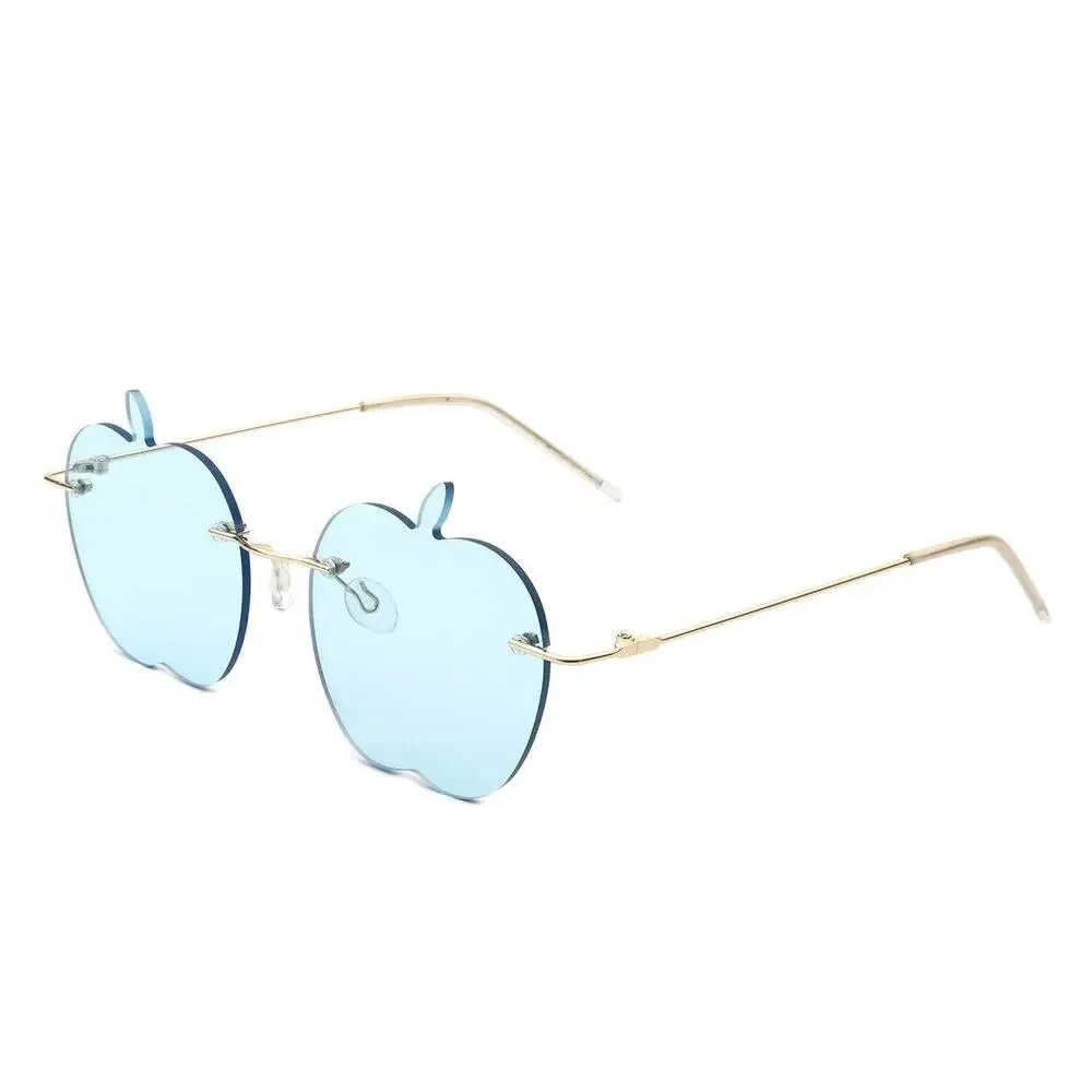Funky Chic Rimless Apple Shape Blue Sunglasses Party Fun Vibes