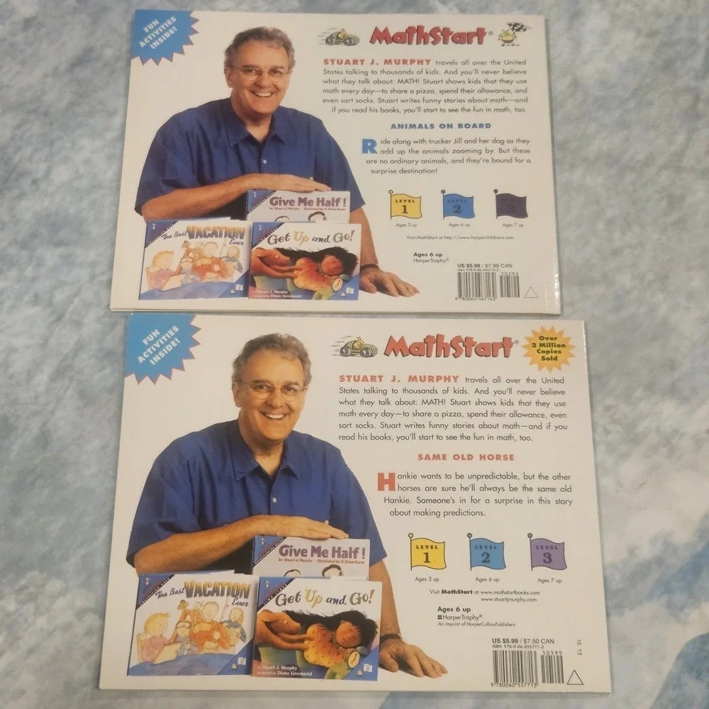 MathStart‎ Level 1 & 2 Book Lot Stuart J Murphy Homeschool Early Math 5 Books
