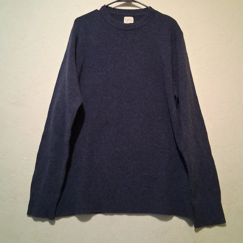 J. Crew Rugger Merino Knit For Wool Blend Sweater Navy Blue SxXLT Pullover‎