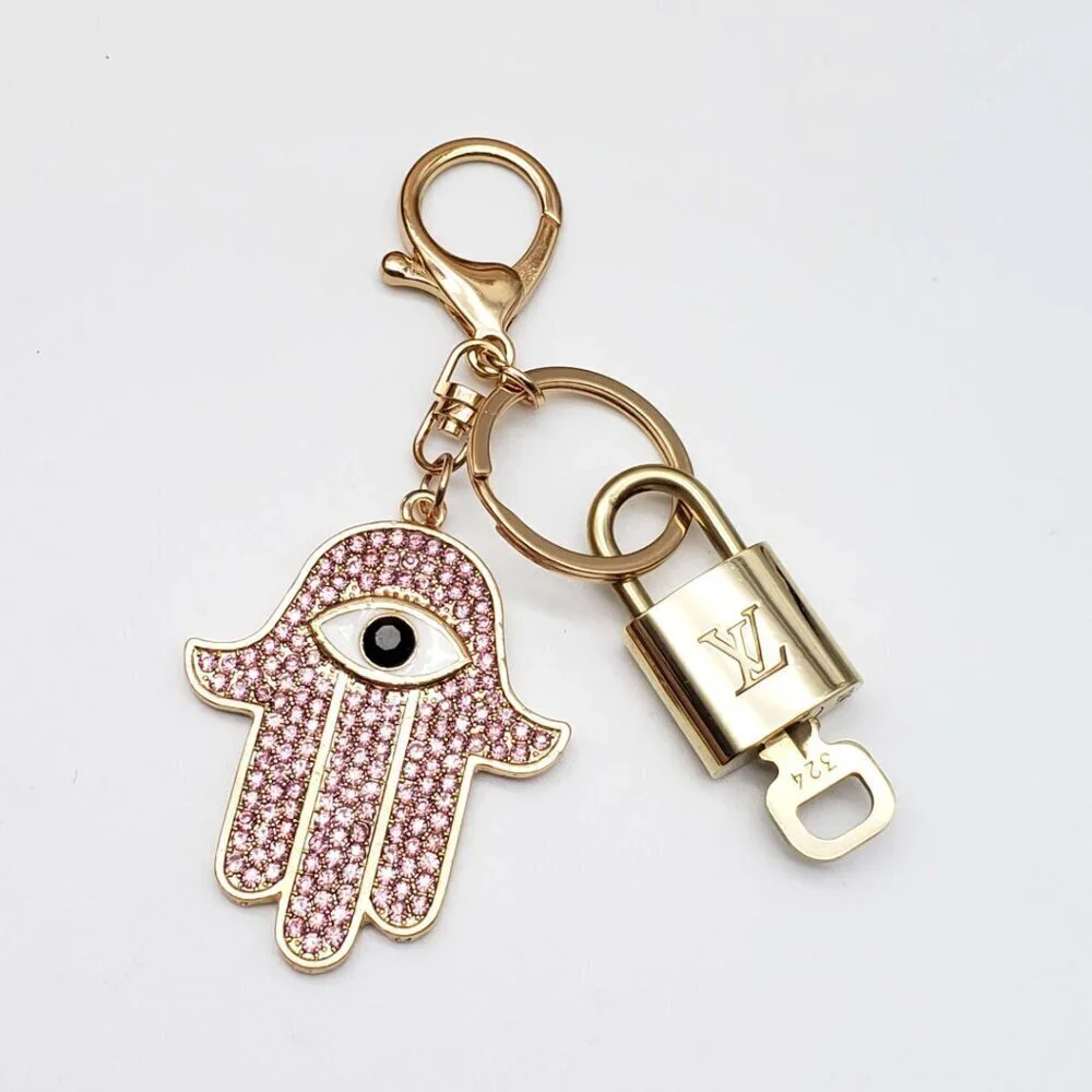 Louis Vuitton Gold Lock 🔒 Authentic LV Key + Unbranded Evil Eye Bag Charm