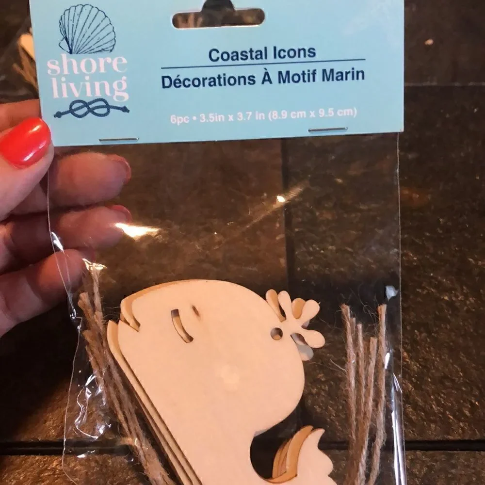 Shore Living wood cut out whale shape crafting icons pack of 6 pieces x 4 packs
