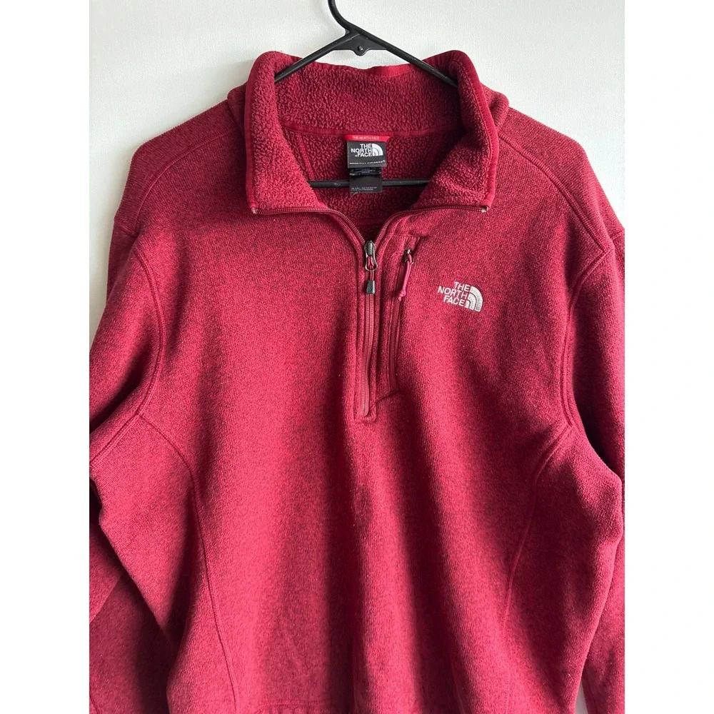 The North Face Gordon Lyons‎ Red Heather Fleece ¼ Zip Pullover Men's XL