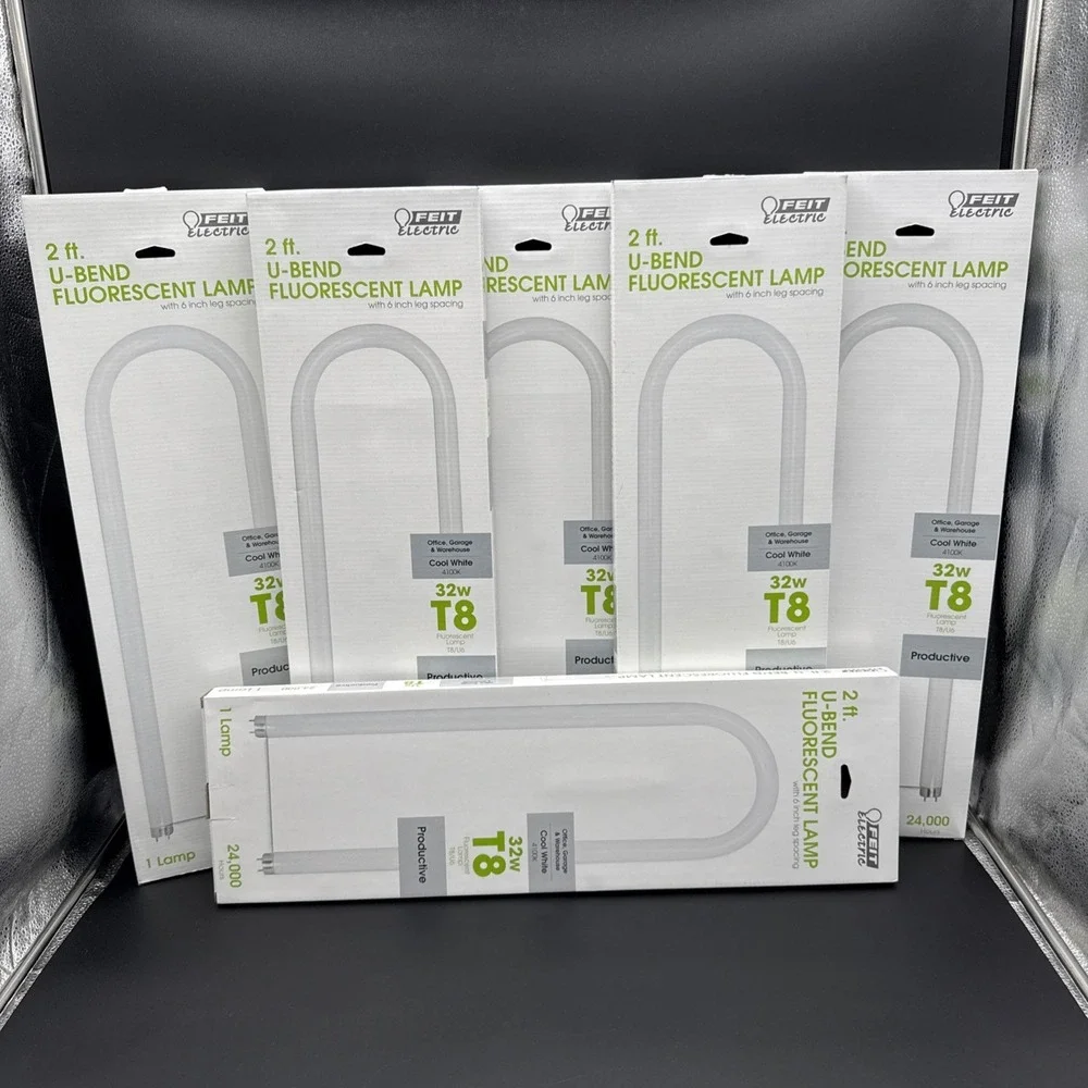Six(6) Feit‎ Electric 2 Ft. U-Bend Fluorescent Lamp Cool White 4100k 32w T8/U2
