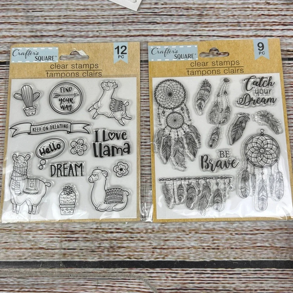 Crafter's Square Clear Stamps Llama Cactus Dreamcatcher Boho 2 Pack 21pc 325468‎
