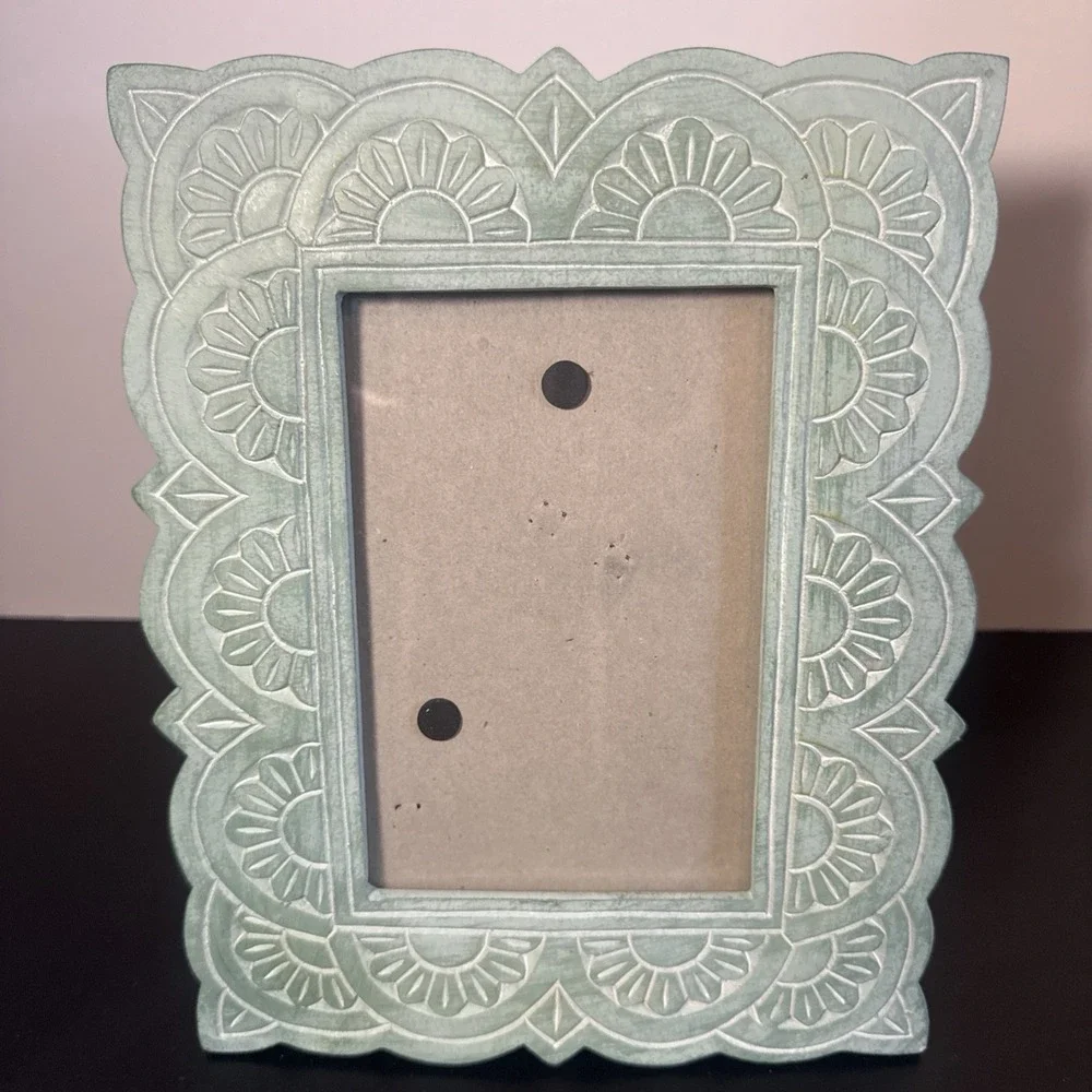 Sheffield Home‎ Southwestern Turquoise Colored Aztec Stone Carved 4x6 Frame