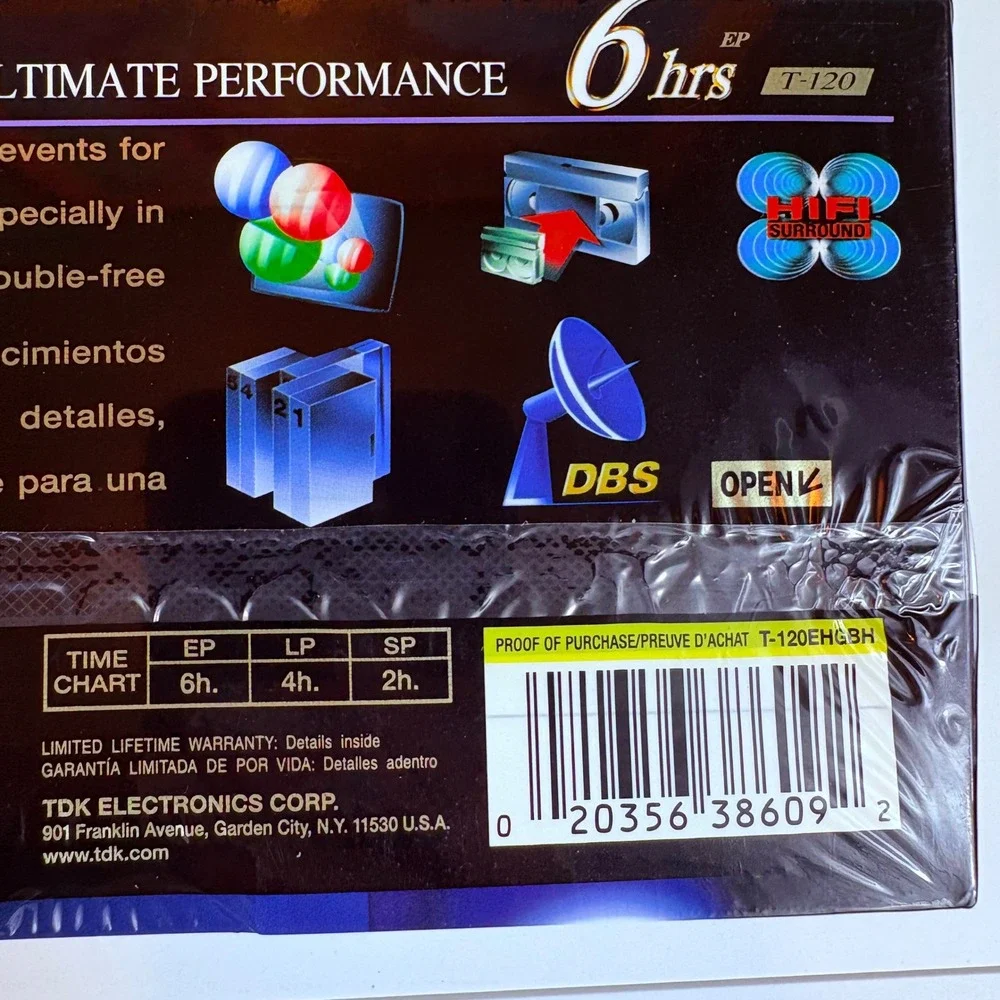 4 Pack TDK EHG T-120 VHS Tapes Sealed Blank 6 Hour Extra High‎ Grade