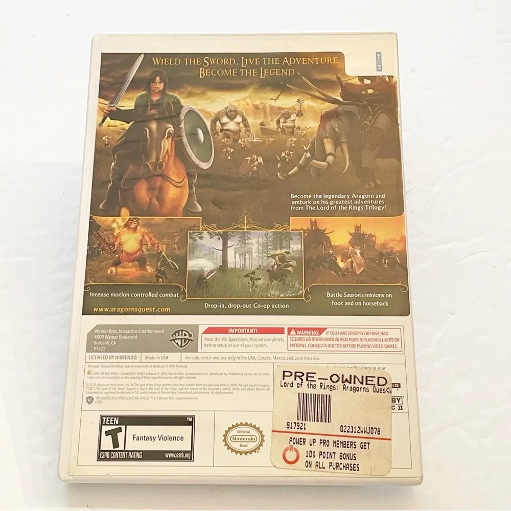 Nintendo Wii Lord of the Rings: Aragorn’s Quest DVD Video‎ Game