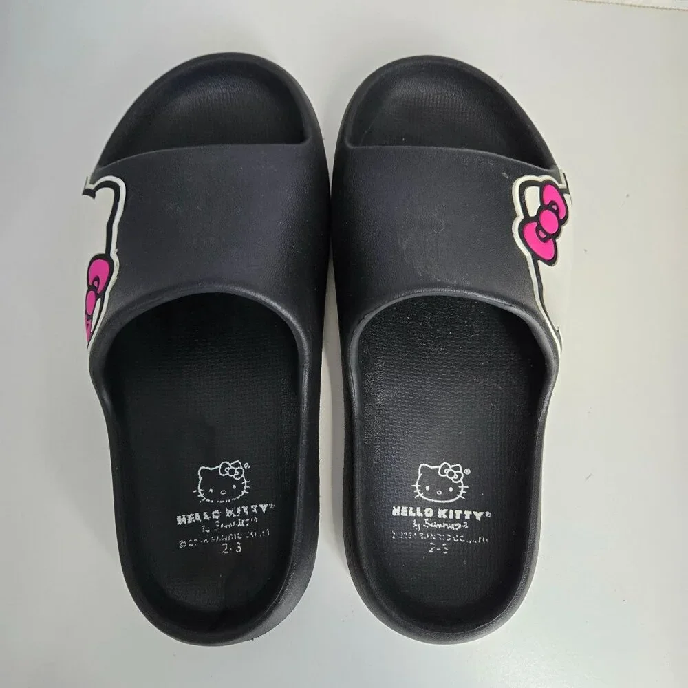 Hello Kitty Slides Girls‎ Size 2-3 Black Sanrio Outdoor Waterproof Non Marking